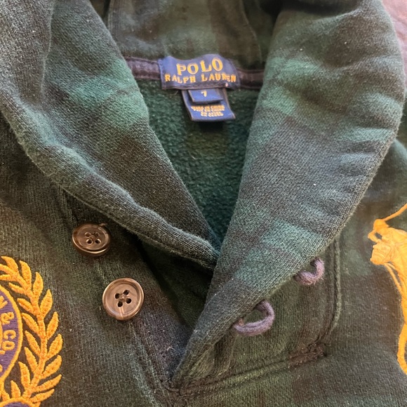 Tartan plaid polo Ralph Lauren crest sweatshirt boys size 7 - Picture 4 of 4